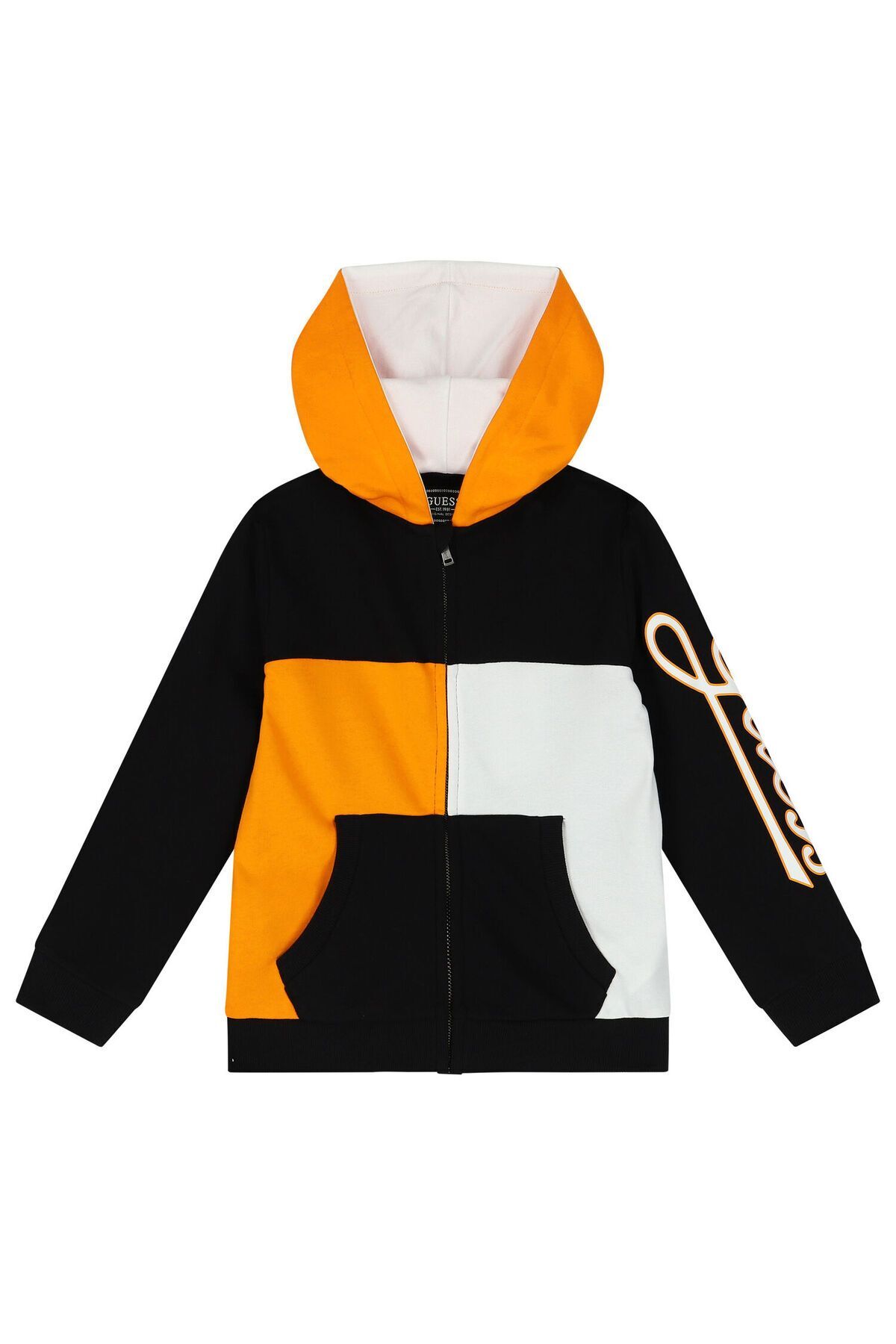 Boys Black Logo Hooded Zip Up Top