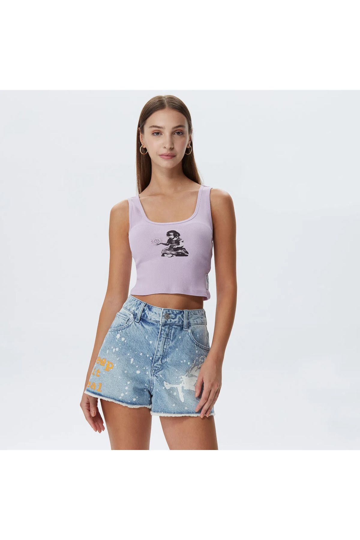 Girl Crop Kadın Lila Bra