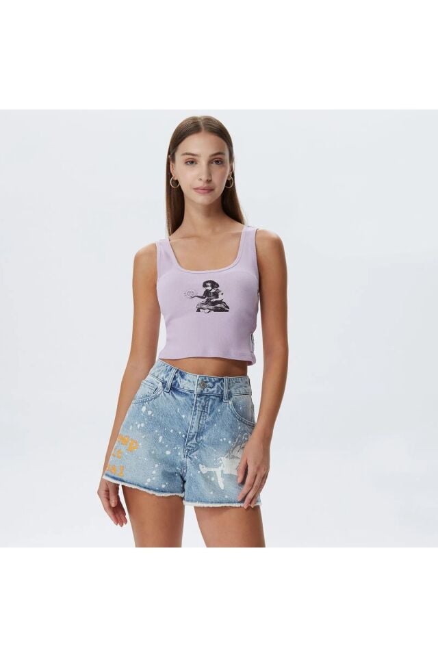Girl Crop Kadın Lila Bra
