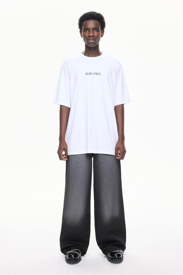 LB ESTERN PUNK LİMİTED COLLECTİON OVERSİZE T-SHİRT TEE BEYAZ-MAVİ - M