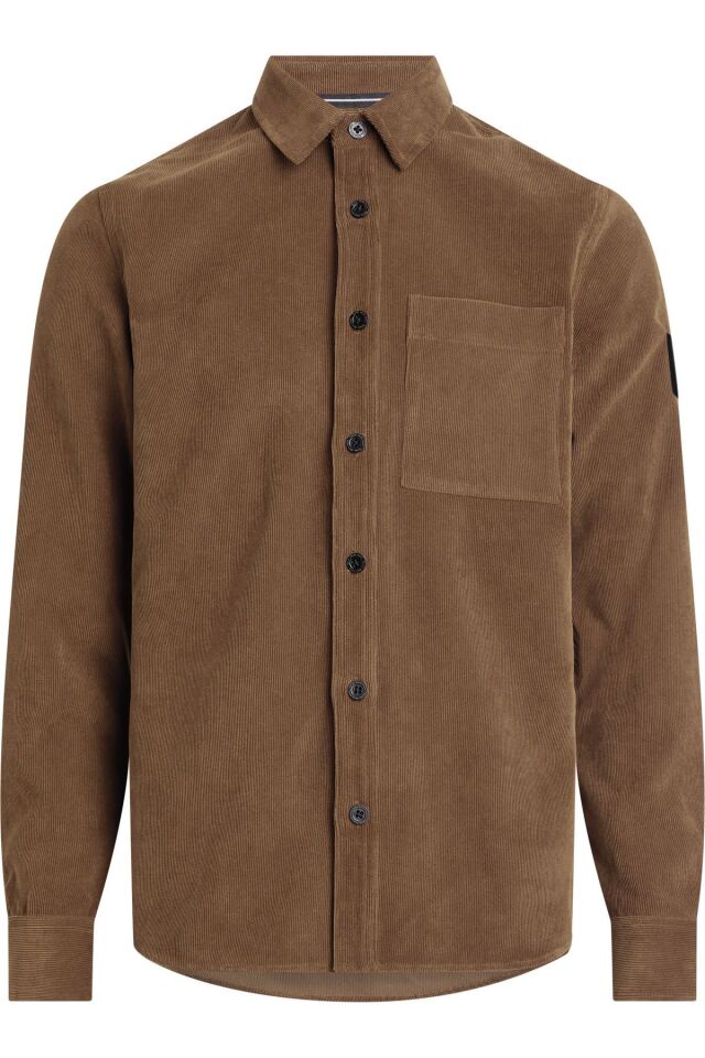 REG FIT CORDUROY SHIRT GQM Fudge Brown - L
