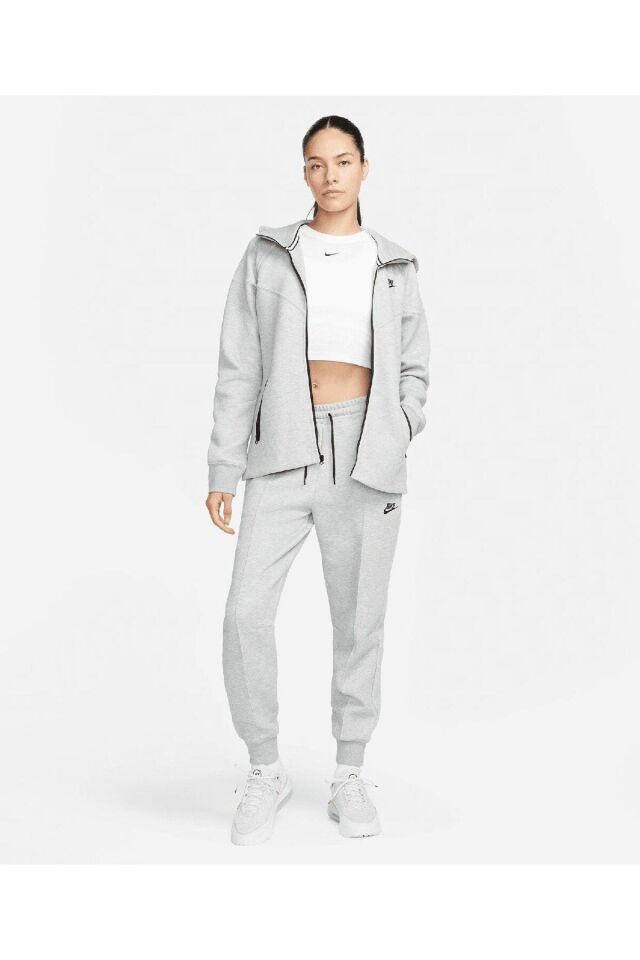 Nike Sportswear Tech Fleece Windrunner Siyah Kadın Fermuarlı Kapüşonlu Üst