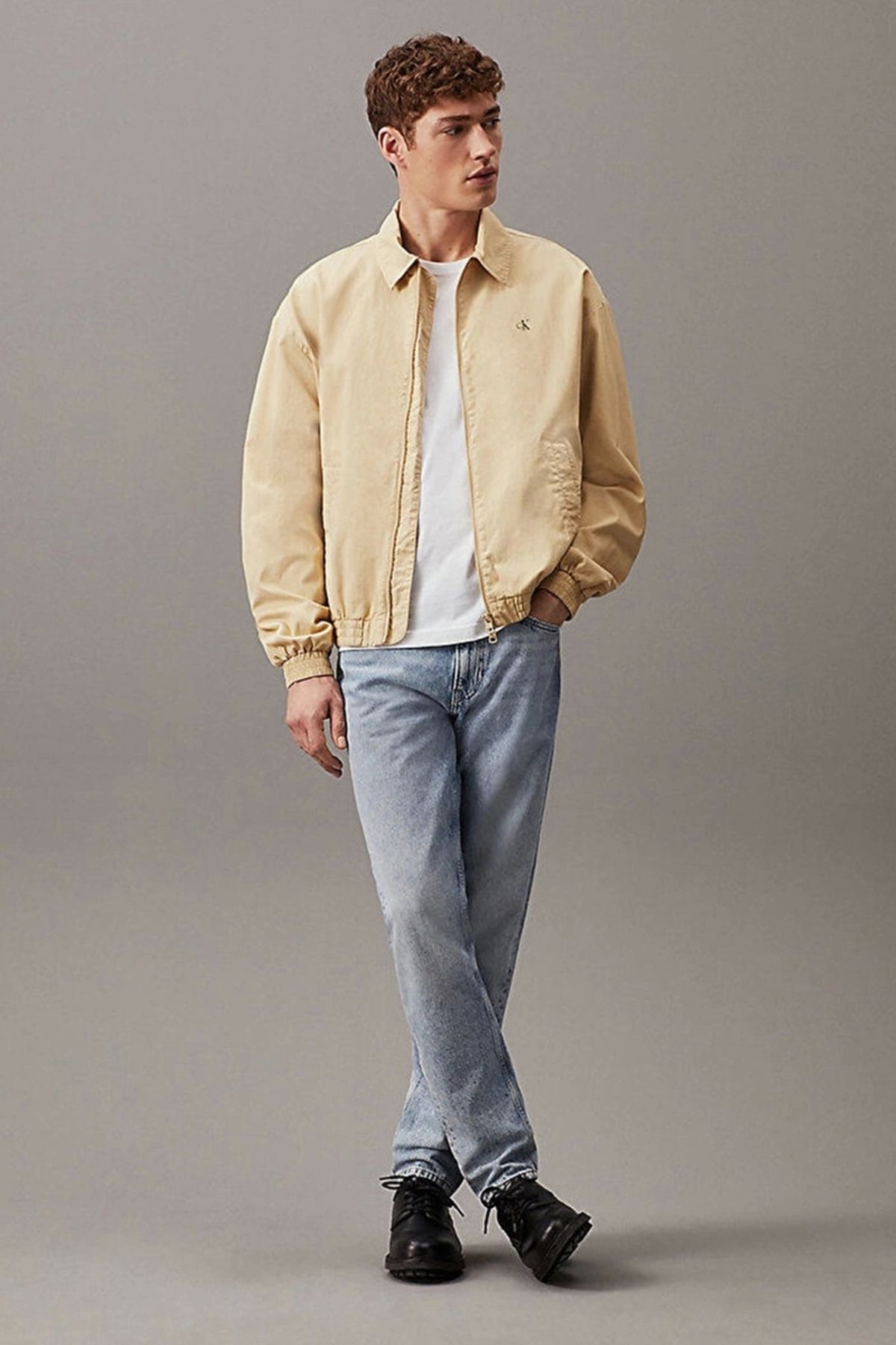 Erkek Rahat Pamuklu Harrington Fermuarlı Ceket HAKİ - M