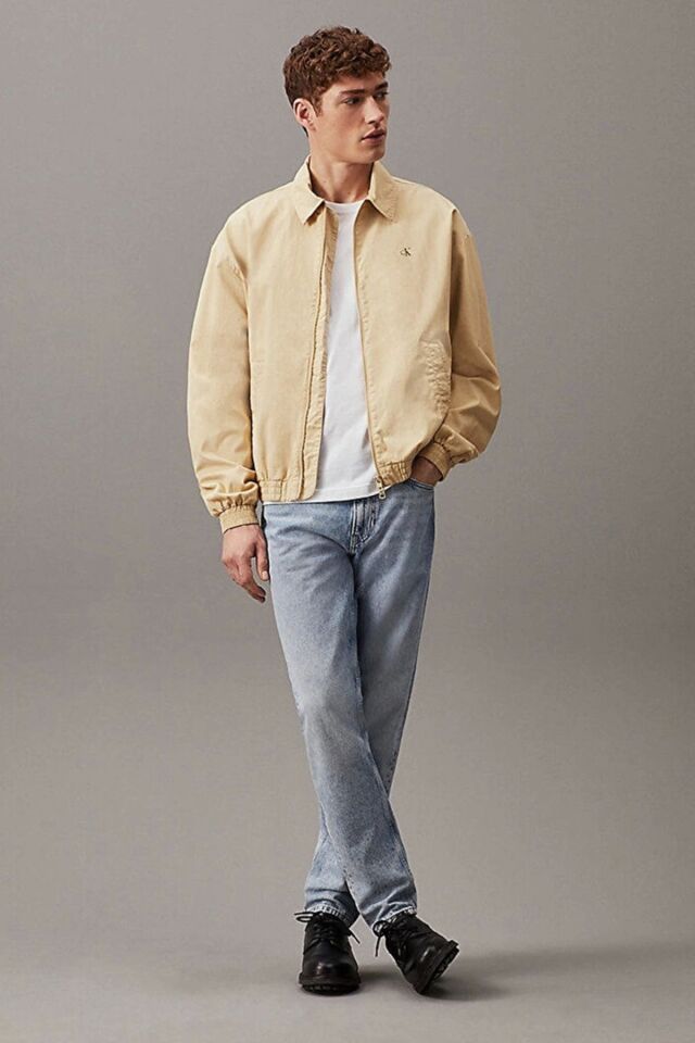 Erkek Rahat Pamuklu Harrington Fermuarlı Ceket HAKİ - M