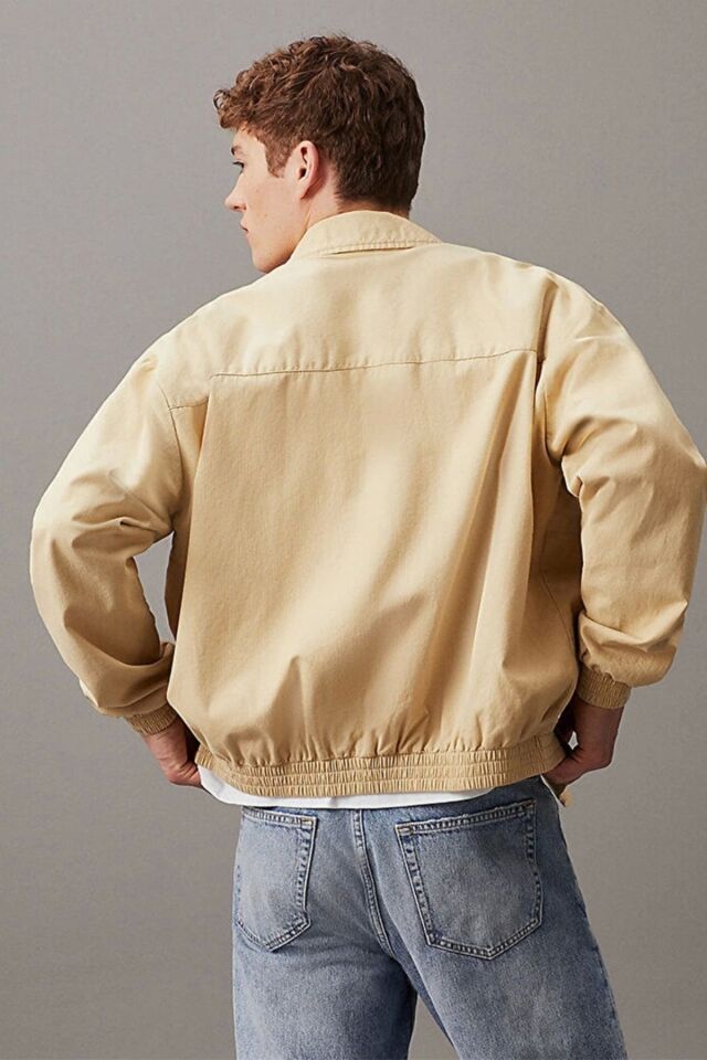 Erkek Rahat Pamuklu Harrington Fermuarlı Ceket HAKİ - S