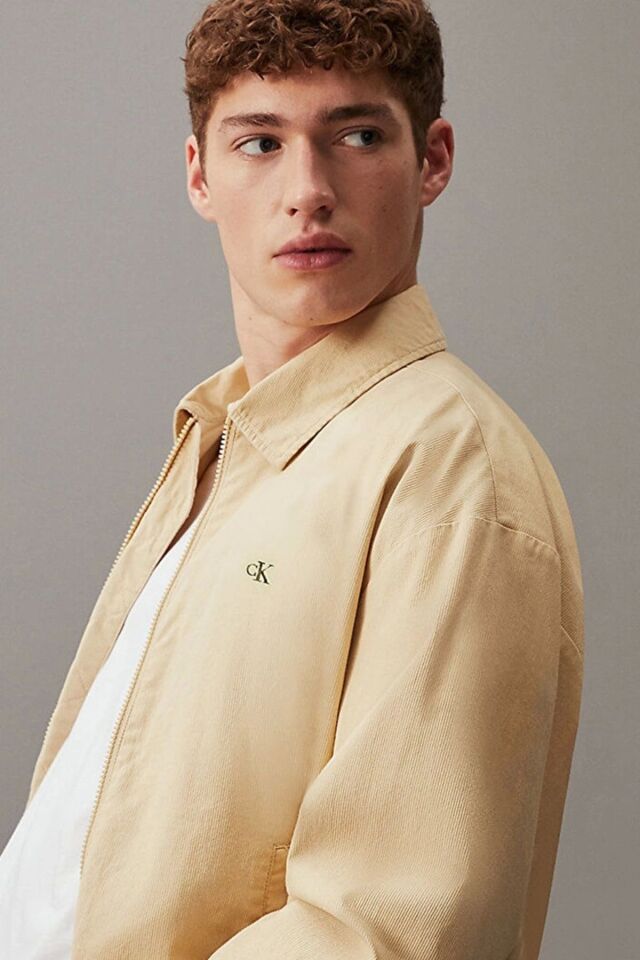 Erkek Rahat Pamuklu Harrington Fermuarlı Ceket HAKİ - L