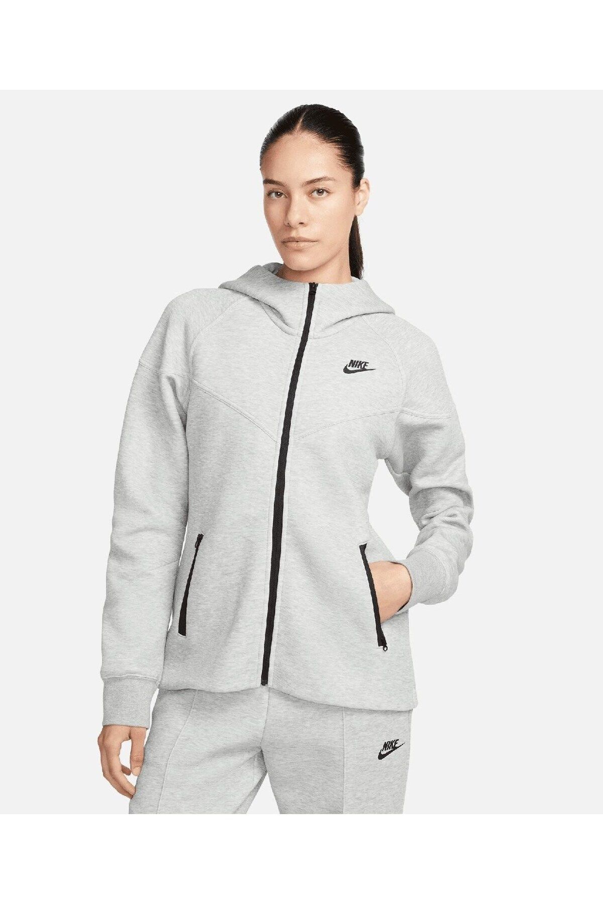 Nike Sportswear Tech Fleece Windrunner Siyah Kadın Fermuarlı Kapüşonlu Üst -063 - M