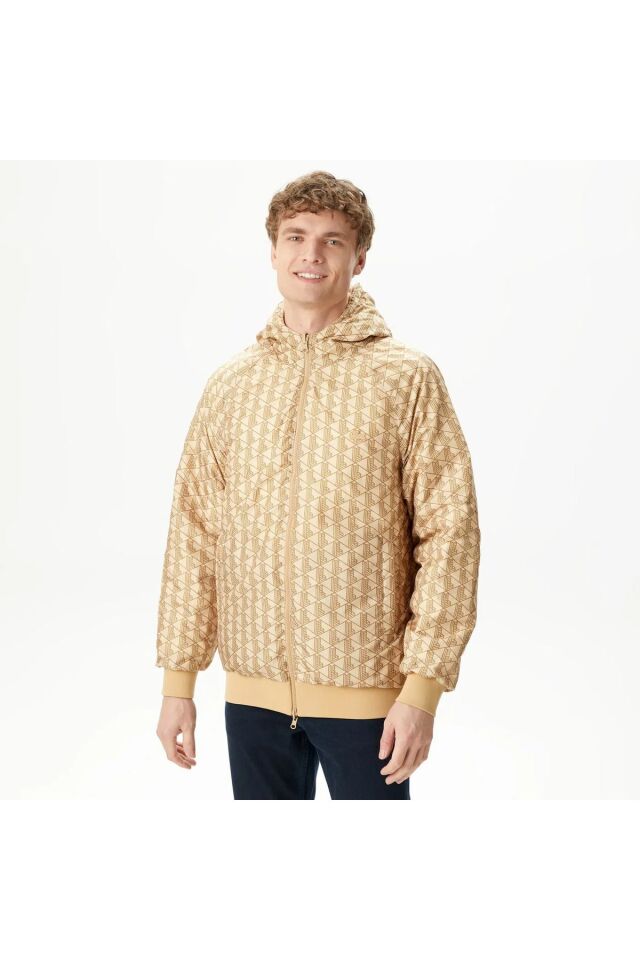 Erkek Kapüşonlu Monogram Çift Taraflı Sarı Bomber Ceket