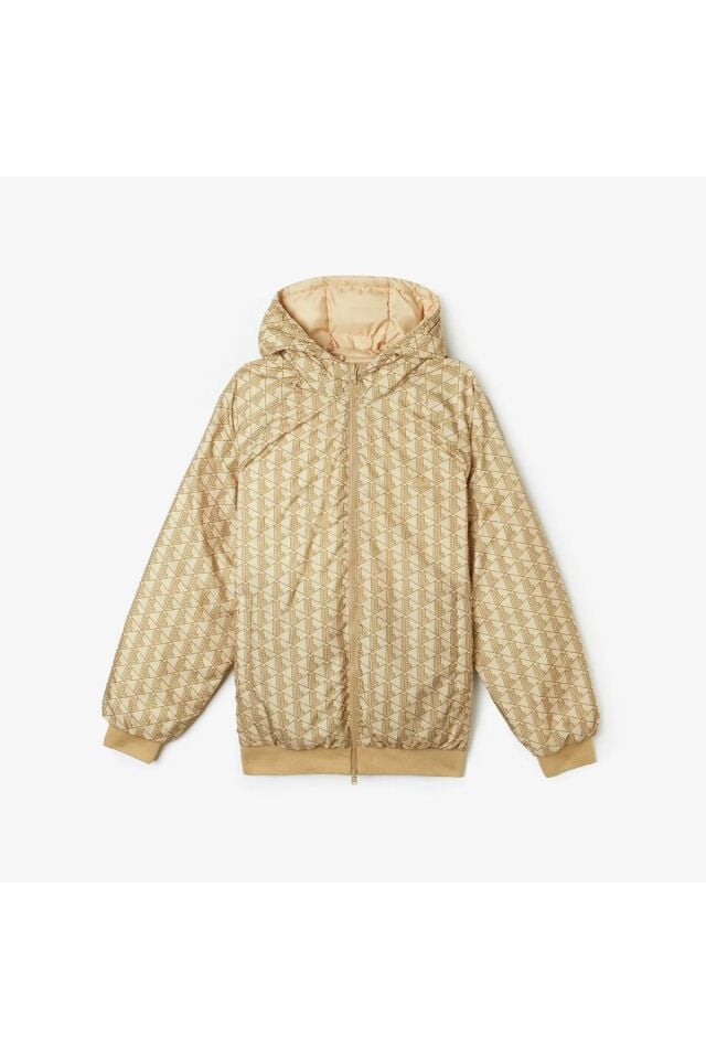 Erkek Kapüşonlu Monogram Çift Taraflı Sarı Bomber Ceket