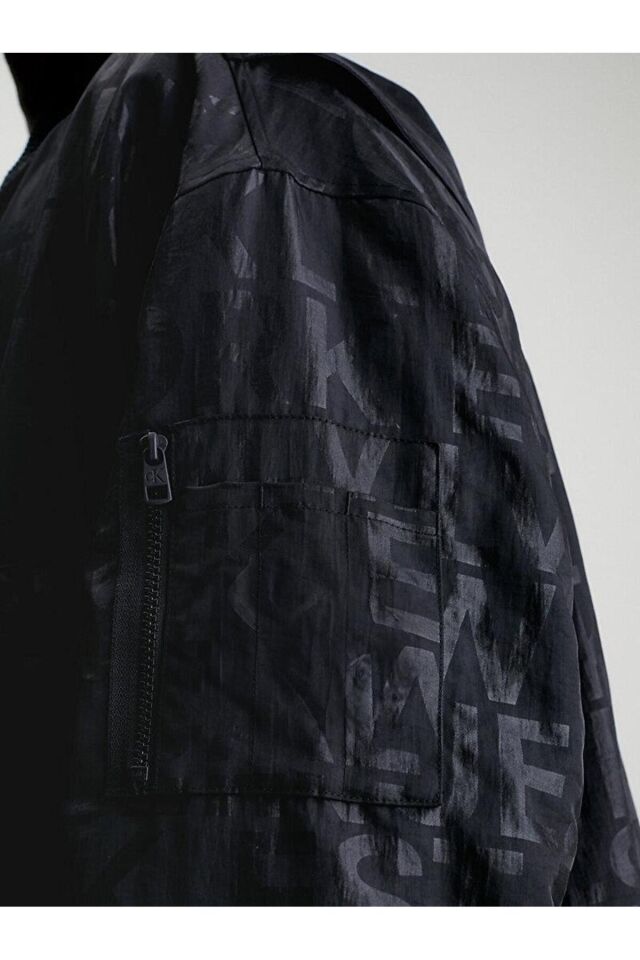LOGO AOP FASHION BOMBER JACKET SİYAH - S