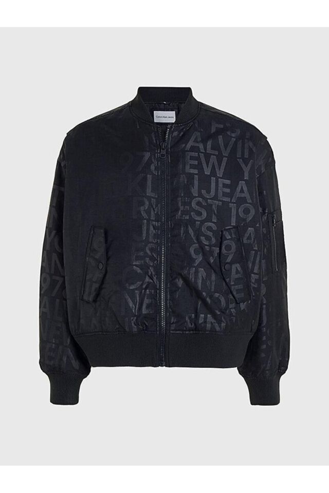 LOGO AOP FASHION BOMBER JACKET SİYAH - S
