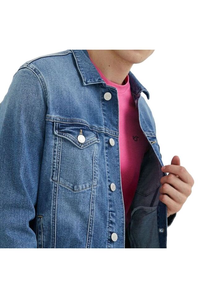 TH regular fit denim men's jacket  erkek   mavi kot ceket  dm0dm155891a5