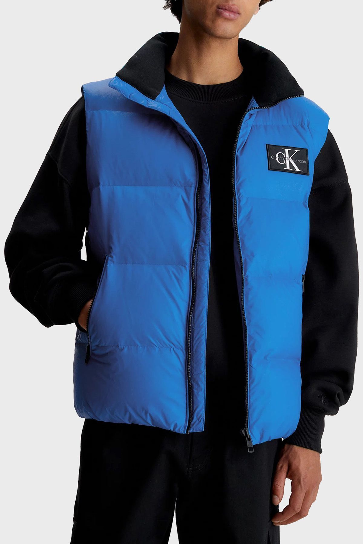 Logolu Suya Dayanıklı Dik Yaka Regular Fit Şişme Yelek Erkek YELEK J30J323473 C6X MAVİ - M