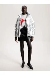 MODERN WAISTED METALLIC JACKET Koyu gri - L