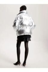MODERN WAISTED METALLIC JACKET Koyu gri - M