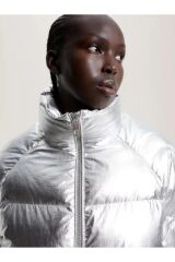 MODERN WAISTED METALLIC JACKET Koyu gri - M