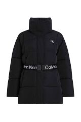 Kadın Göğüste Marka Logolu Imza Dokulu Bel Kemerli Fermuar Ve Çıt Çıt Düğmeli Yırtmaç Cepli Siyah M SİYAH - S