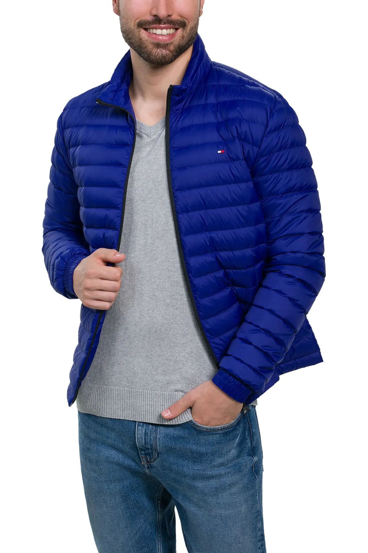 Packable Duck Down Feather Jacket Mavi - M