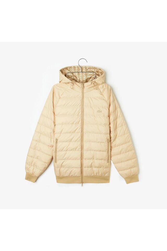 Erkek Kapüşonlu Monogram Çift Taraflı Sarı Bomber Ceket Görseldeki renk - M