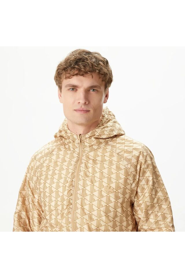 Erkek Kapüşonlu Monogram Çift Taraflı Sarı Bomber Ceket Görseldeki renk - M