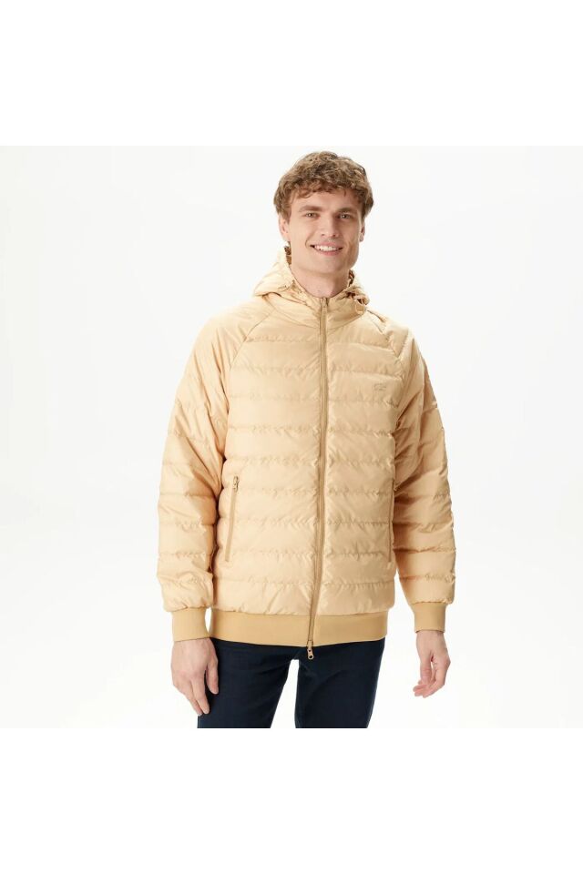 Erkek Kapüşonlu Monogram Çift Taraflı Sarı Bomber Ceket Görseldeki renk - M