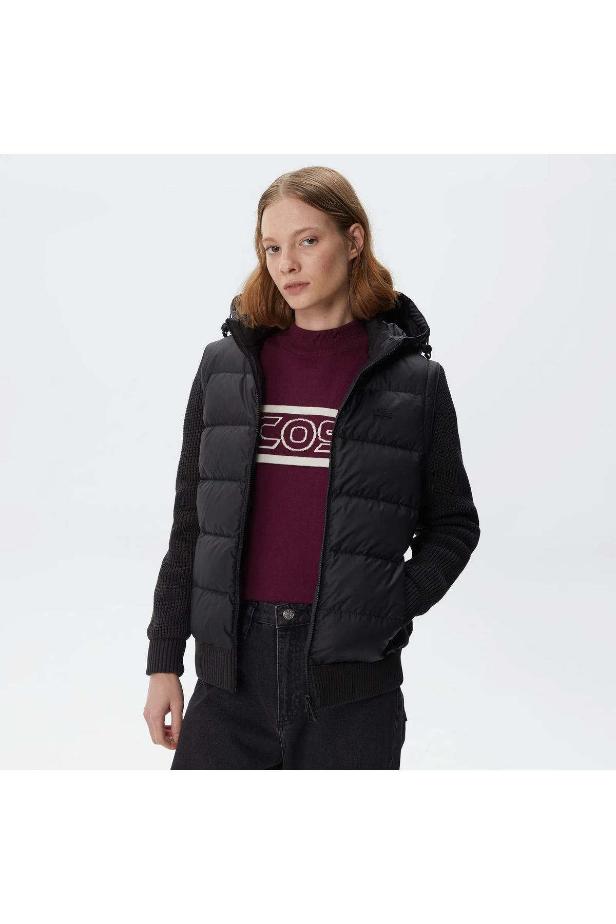 Kadın Kapüşonlu Kapitone Siyah Mont Siyah - S