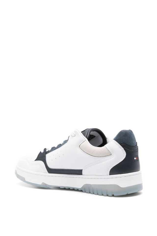 TH-embossed leather sneaker Beyaz - 44