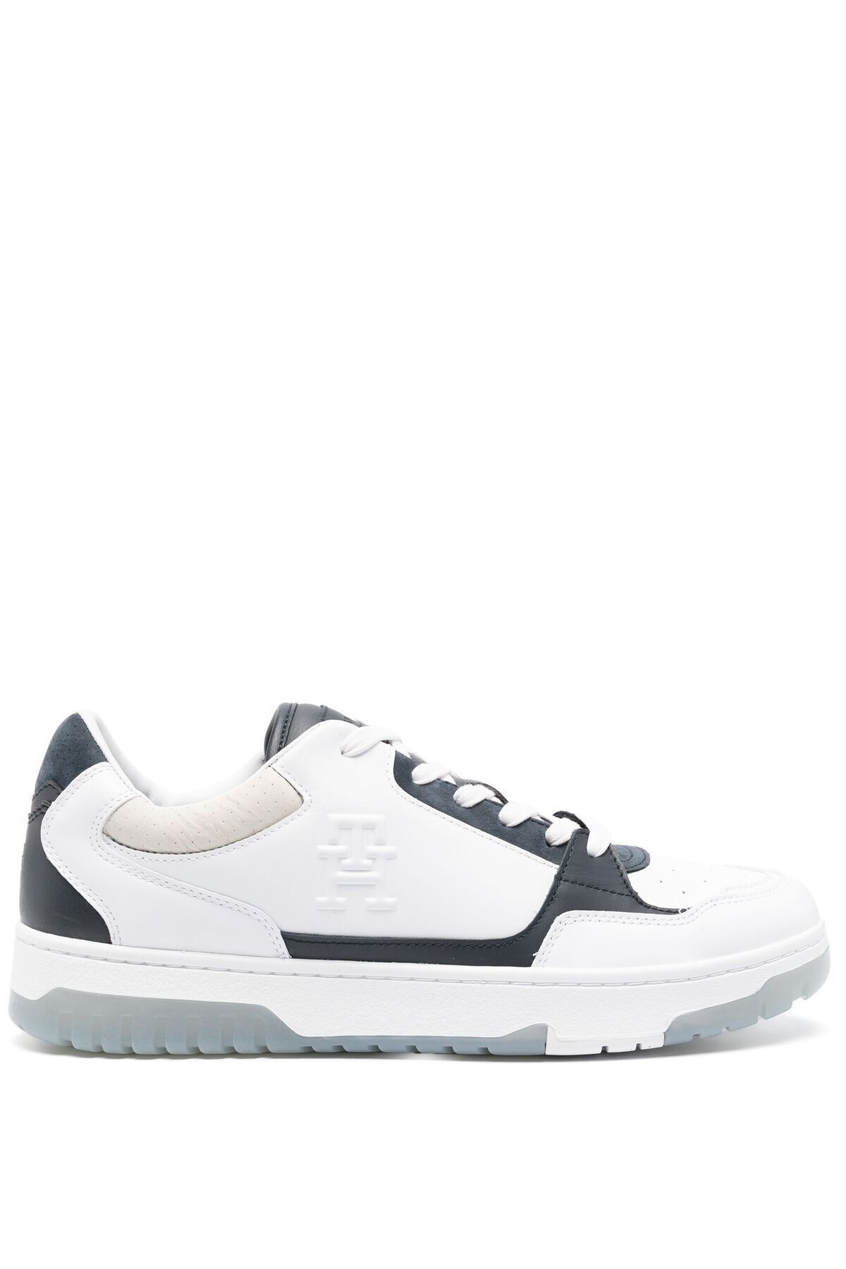 TH-embossed leather sneaker Beyaz - 41