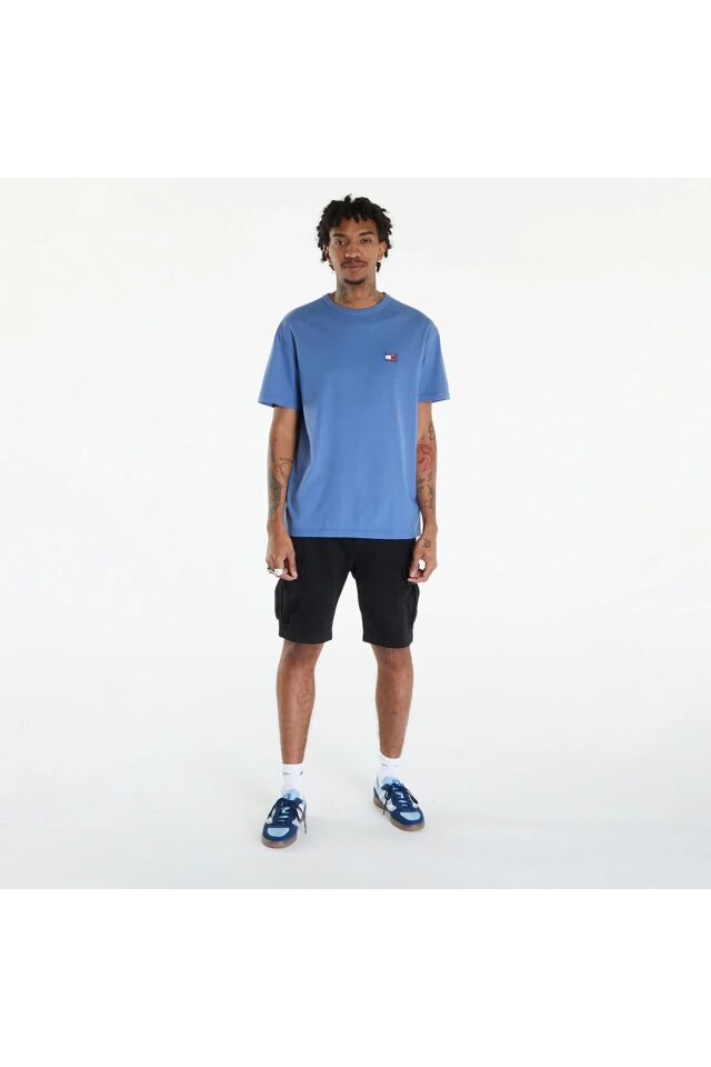 Logo yamalı  tişört, mavi 'WASHED BADGE' Mavi - S