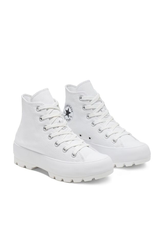 Chuck Taylor All Star Lugged Hi Kadın Beyaz Sneaker 102-Beyaz - 36