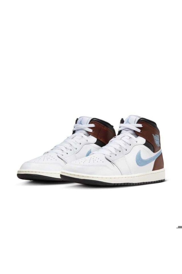 Air Jordan 1 Mid SE Erkek Basketbol Ayakkabısı FQ7831-142 BEYAZ-KAHVERENGİ - 44