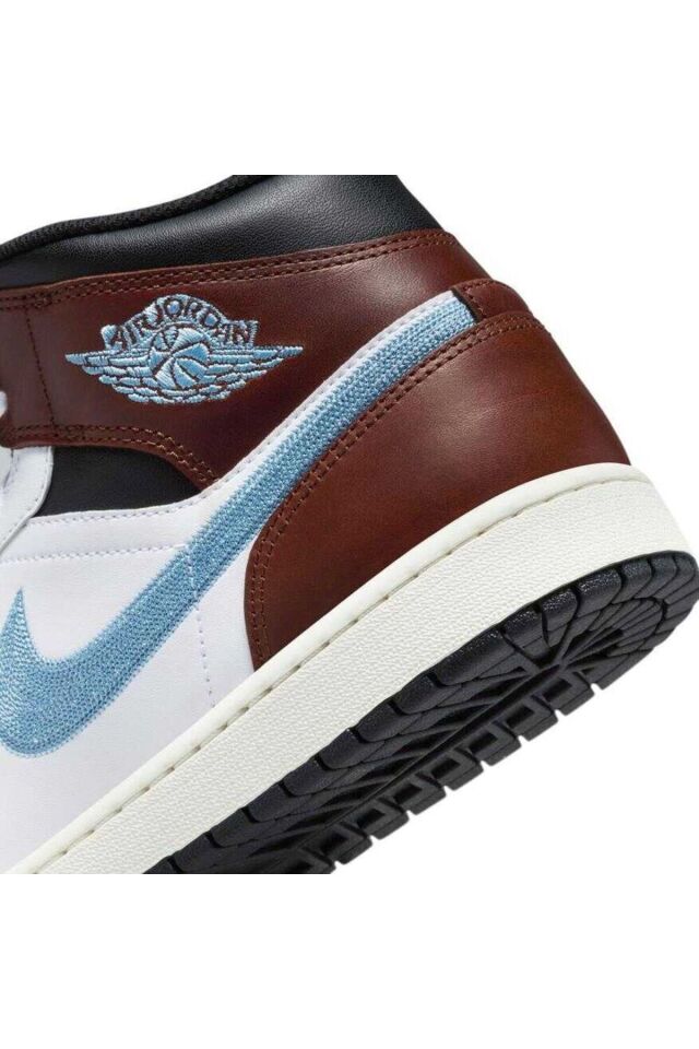 Air Jordan 1 Mid SE Erkek Basketbol Ayakkabısı FQ7831-142 BEYAZ-KAHVERENGİ - 44